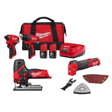 Milwaukee 3494-22-2526-20-2545-20, bundle: M12 12-Volt Lithium-Ion Brushless Cordless Subcompact Drill & Impact Driver Combo Kit w Oscillating Multi Tool (4-Tool)