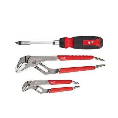 Milwaukee 48-22-2904-48-22-6330, bundle: 27-in-1 Ratcheting Multi-Bit Screwdriver and 6" & 10" Comfort Grip Straight Jaw Pliers Set