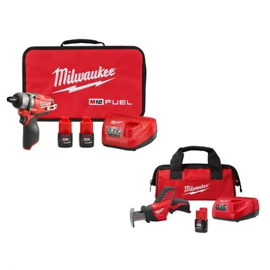 Milwaukee 2402-22-2420-21, bundle: M12 FUEL 12V Lithium-Ion Brushless Cordless 1/4 in. Hex 2-Speed Screwdriver Kit W/(3) Batteries, Bag,& HACKZALL Kit