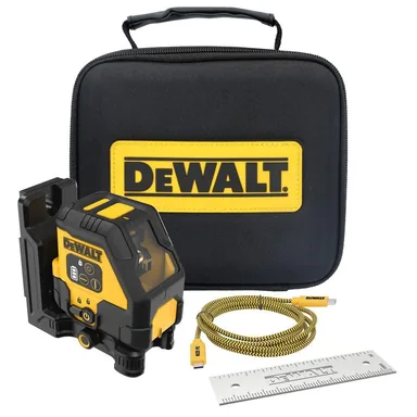 DeWalt DCLE14201RB, bare tool: 165 ft. Red Self-Leveling Cross-Line Laser Level with USB-C Charging Cable, Mounting Plate and Storage Case