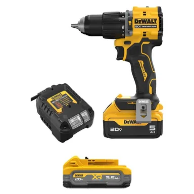 DeWalt DCD799P1WCBP320, bundle: ATOMIC 20V Lithium-Ion Cordless 1/2 in. Hammer Drill Kit with 5.0 Ah Battery, POWERSTACK 3.5 Ah Battery and Charger
