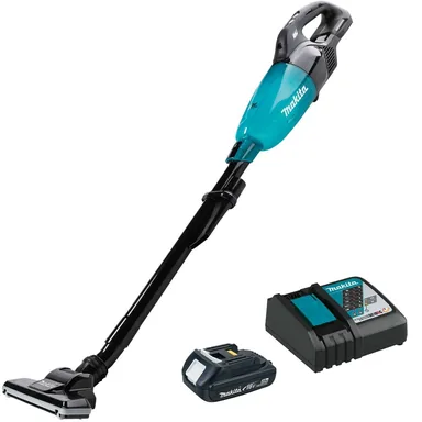 Makita XLC09R1B, kit: Makita XLC09R1B 18V LXT Lithium-ion Brushless Cordless 4-Speed Compact Stick Vacuum Kit, w/ Push Button (2.0Ah)