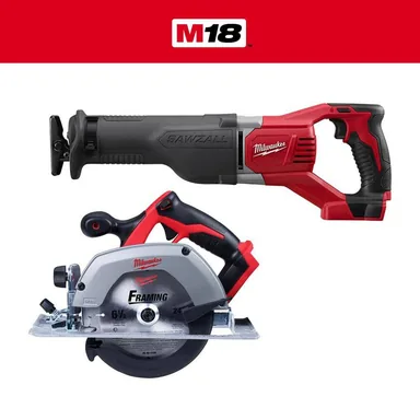 Milwaukee 2621-20-2630-20, bundle: M18 18V Lithium-Ion Cordless SAWZALL Reciprocating Saw and 6-1/2 in. Circular Saw