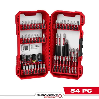 Milwaukee 48-32-4010, accessory: SHOCKWAVE Impact-Duty Alloy Steel Screw Driver Bit Set (54-Piece) (photograph from the Home Depot listing)