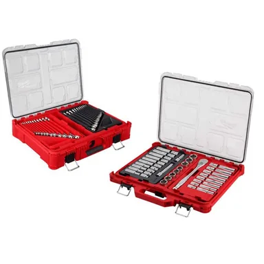 Milwaukee 48-22-9487-48-22-9485, bundle: 1/2 in. Drive SAE/Metric Ratchet and Socket Mechanics Tool Set & Metric/SAE Combination Wrench Set w/ PACKOUT (77-Piece)
