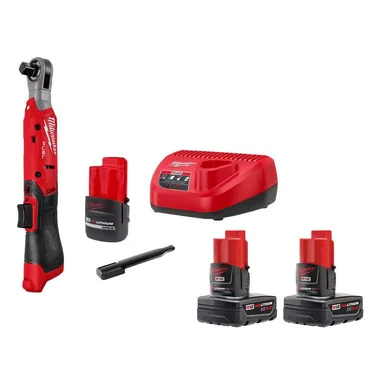 Milwaukee 3054-21-48-11-2442, bundle: M12 FUEL 12V Lithium-Ion Compcat 1/2 in. Cordless Ratchet Kit with Battery, Charger, & 4. 0Ah (2-Pack)