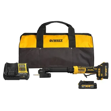 DeWalt DCG432XGE2, kit: ATOMIC 20V MAX Lithium-Ion Cordless Brushless 4 in. Extended Cut-Off Tool Kit w/ (2) 1.7 Ah Batteries,Charger and Kitbag