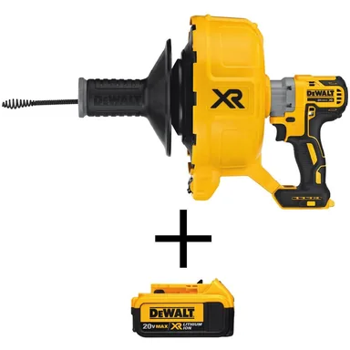 DeWalt DCB200Bw204, bundle: 20-Volt Max Cordless Drain Snake with Bonus 20-Volt 4.0Ah Lithium-Ion Premium Battery Pack (Tool Only)