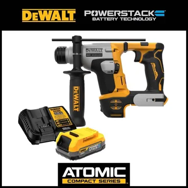 DeWalt DCH172BWP034C, bundle: 20V MAX Cordless Ultra-Compact 5/8 in. Hammer Drill and 20V MAX POWERSTACK Compact Battery Starter Kit