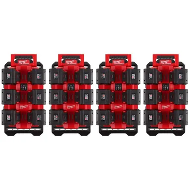 Milwaukee 48-59-1817x4-48-22-8496x4-48-11-1813X24, bundle: M18 18V PACKOUT 6-Port Daisy Chain Rapid Charger (4) w/ (4) Mounting Plates & (24) 12.0 Ah FORGE Batteries
