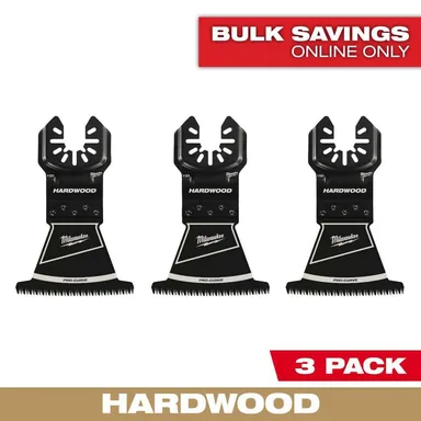 Milwaukee 49-25-1153, accessory: 2-1/2 in. High Carbon Steel Universal Fit Japanese Teeth Hardwood Cutting Multi-Tool Oscillating Blade (3-Pack)