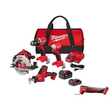 Milwaukee 3693-24CX-2626-20, bundle: M18 18V Lithium-Ion Brushless Cordless Tool Combo Kit (4-Tool) with Oscillating Multi-Tool
