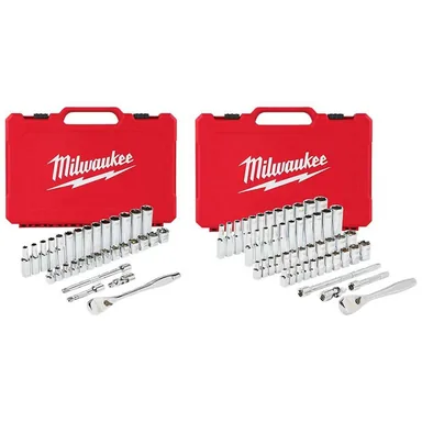 Milwaukee 48-22-9508-48-22-9004, bundle: 3/8 in. Drive Metric Ratchet/Socket Mechanics Tool Set with 1/4 in. Drive SAE/Metric Ratchet/Socket Set (83-Piece)