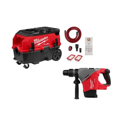 Milwaukee 0888-20-2917-20, bundle: M18 FUEL PACKOUT 9 Gal. Extractor w/ VACLINK with M18 FUEL 18V 1-9/16 in. SDS-Max Rotary Hammer (Tool-Only)