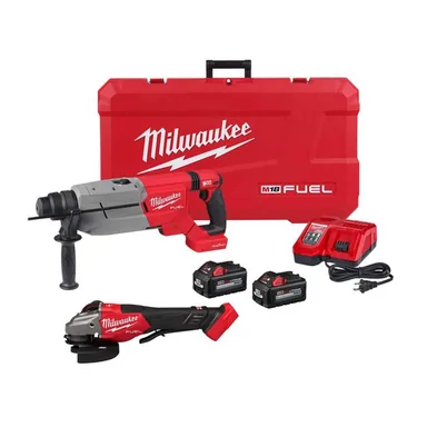Milwaukee 2916-22-3670-20, bundle: M18 FUEL 18V Lith-Ion Cordless 1-1/4 in. SDS-Plus Rotary Hammer w/(2) 6.0 Ah Batteries & 4-1/2 in./6 in. Braking Grinder