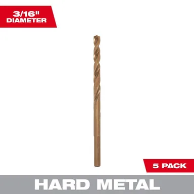 Milwaukee 48-89-2359, accessory: 3/16 in. Cobalt Red Helix Twist Drill Bit (5-Pack) (photograph from the Home Depot listing)