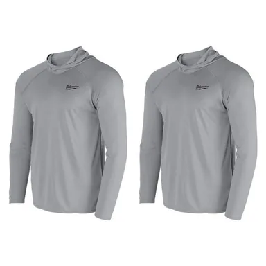 Milwaukee M550G-M-M550G-M, bundle: Men's Medium Gray WORKSKIN Hooded Sun Shirt (2-Pack)
