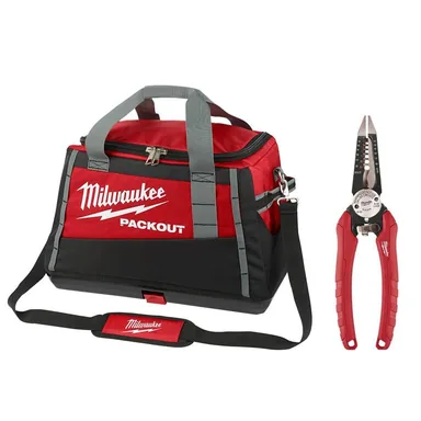 Milwaukee 48-22-8322-48-22-3079, bundle: 20 in. PACKOUT Tool Bag/Tote with 6-in-1 Wire Stripper Pliers