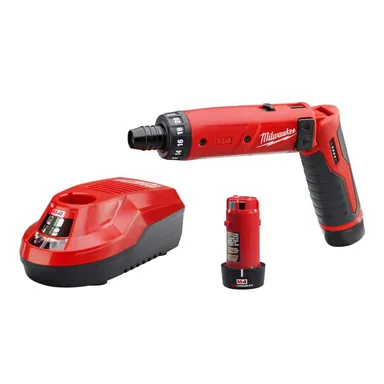 Milwaukee 2101-22, kit: M4 4V Lithium-Ion Cordless 1/4 in. Hex Screwdriver 2-Battery Kit (photograph from the Home Depot listing)