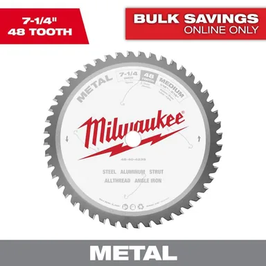 Milwaukee 48-40-4235, accessory: 7-1/4 in. x 48 Carbide-teeth Metal Cutting Circular Saw Blade