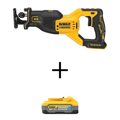 DeWalt DCS382BWDCBP520, bundle: 20-Volt MAX XR Lithium-Ion Cordless Brushless Reciprocating Saw with POWERSTACK 20-Volt Lithium-Ion 5.0Ah Battery Pack
