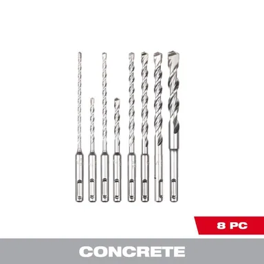 Milwaukee 48-20-7673, accessory: 2-Cutter SDS-Plus Carbide Hammer Drill Bit Set (8-Piece)