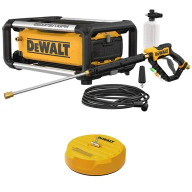DeWalt DWPW2600WPWSC15, bundle: 2600 PSI 1.1 GPM 15 Amp Cold Water Electric Pressure Washer with Internal Equipment Storage w/15 in. Surface Cleaner