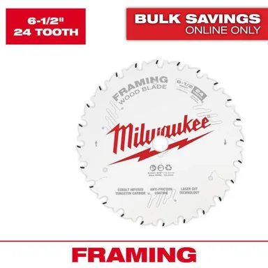 Milwaukee 48-40-0620, accessory: 6-1/2 in. x 24-Tooth Framing Circular Saw Blade