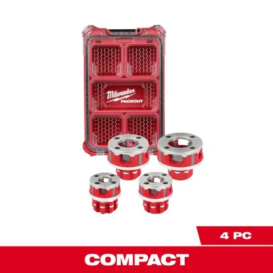 Milwaukee 48-36-1063, accessory: 1/2 in. - 1-1/4 in. Alloy NPT Compact Forged Aluminum Die Head PACKOUT Kit (photograph from the Home Depot listing)