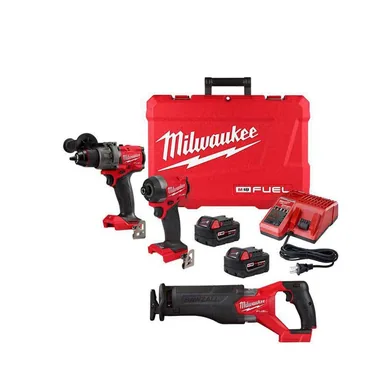 Milwaukee 3697-22-2821-20, bundle: M18 FUEL 18-V Lithium-Ion Brushless Cordless Hammer Drill and Impact Driver Combo Kit (2-Tool) with Reciprocating Saw