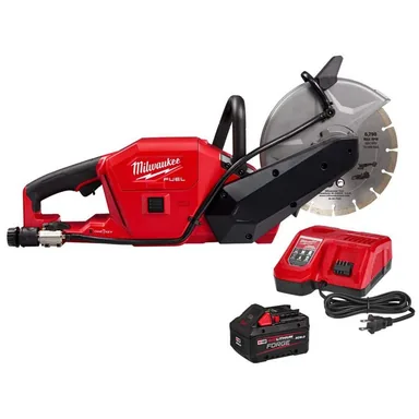 Milwaukee 2786-20-48-59-1881, bundle: M18 FUEL ONE-KEY 18V Lithium-Ion Brushless Cordless 9 in. Cut Off Saw w/ M18 FORGE XC8. 0 Starter Kit