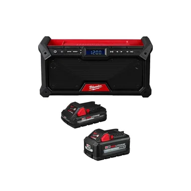 Milwaukee 2952-20-48-11-1865S, bundle: M18 18V Lithium-Ion Cordless Jobsite Radio w/ 6Ah & 3Ah High Output Battery Pack