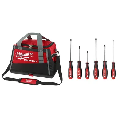 Milwaukee 48-22-8322-48-22-2706, bundle: 20 in. PACKOUT Tool Bag/Tote with Screwdriver Set (6-Pieces)