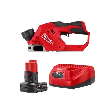 Milwaukee 2524-20-48-59-2440, bundle: M12 12V Lithium-Ion Brushless Cordless 2 in. Planer with M12 XC 4.0Ah Battery and Charger