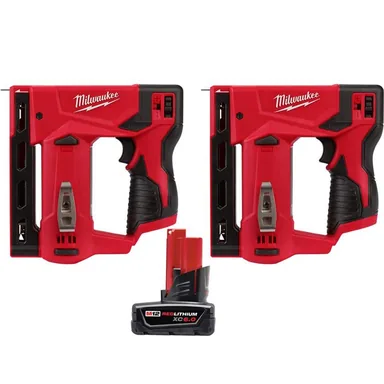 Milwaukee 2447-20-2447-20-48-11-2460, bundle: M12 12-Volt Lithium-Ion Cordless 3/8 in. Crown Stapler with M12 3/8 in. Crown Stapler and 6.0 Ah XC Battery Pack
