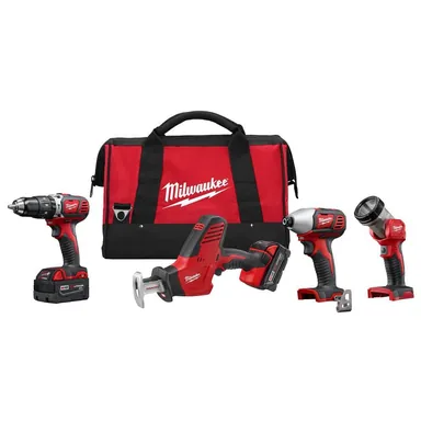 Milwaukee 2695-24, kit: M18 18V Lithium-Ion Cordless Combo Tool Kit (4-Tool) w/(2) 3.0Ah Batteries, (1) Charger, (1) Tool Bag