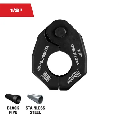 Milwaukee 49-16-2650BX, accessory: 1/2 in. IPS-P Pivoting Press Ring for M18 & M12 FORCE LOGIC Press Tools (photograph from the Home Depot listing)