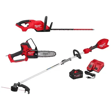 Milwaukee 3033-20-3016-21ST-3004-20, bundle: M18 FUEL 18V 24 in. Brushless Cordless Battery Powered Hedge Trimmer w/ String Trimmer, Pruning Saw, Battery, Charger