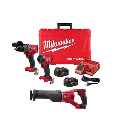 Milwaukee 3697-22-2621-20, bundle: M18 FUEL 18-V Lithium-Ion Brushless Cordless Hammer Drill and Impact Driver Combo Kit (2-Tool) with Reciprocating Saw