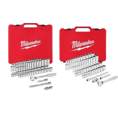 Milwaukee 48-22-9008-48-22-9004, bundle: 3/8 in. and 1/4 in. Drive SAE/Metric Ratchet and Socket Mechanics Tool Set (106-Piece)