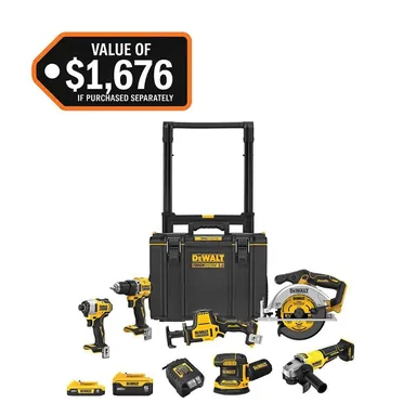 DeWalt DCKTS650D1P1, bundle: 20V Lithium-Ion Cordless 6-Tool Combo Kit with 5.0 Ah and 2.0 Ah Batteries, Charger and Tough System 2.0 Rolling Toolbox