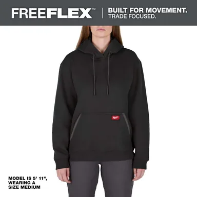 Milwaukee F251B-M, unpowered: Women's Medium Black Midweight Cotton/Polyester Long-Sleeve Pullover Hoodie (photograph from the Home Depot listing)