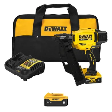 DeWalt DCN920P1WDCB205, bundle: 20V Lithium-Ion 3-1/2 in. 21° Cordless Framing Nailer Kit with (2) 5.0 Ah Batteries and Charger
