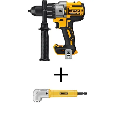 DeWalt DCD996BWRA60, bundle: 20V MAX XR Cordless Brushless 3-Speed 1/2 in. Hammer Drill (Tool Only) and MAXFIT Right Angle Magnetic Attachment