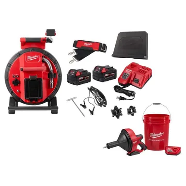 Milwaukee 3972-22-2571-21, bundle: M18 18-Volt Lithium-Ion Cordless 100 ft. Flexible Modular Pipeline Sewer Camera System Kit & M12 Drain Snake Auger Kit