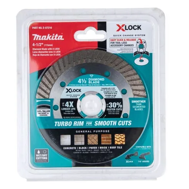 Makita E-07216, accessory: Makita E-07216 X-LOCK 4-1/2" Turbo Rim Diamond Blade for Masonry Cutting