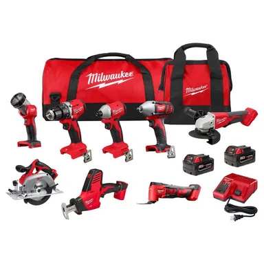 Milwaukee 3692-28, kit: M18 18-Volt Lithium-Ion Cordless Combo Kit (8-Tool) with (2) Batteries Charger