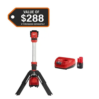Milwaukee 2132-20-48-59-2420, bundle: M12 12-Volt Lithium-Ion ROCKET LED Stand Work Light & M12 12-Volt Lithium-Ion Compact Battery Pack 2. 0Ah Starter Kit
