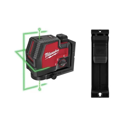 Milwaukee 3522-21-48-35-1313, bundle: Green 100 ft. Cross Line and Plumb Points Rechargeable Laser Level with USB Lithium-Ion Battery, Charger and Track Clip