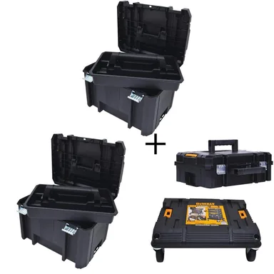 DeWalt DWTSTAK05, accessory: TSTAK VI 17 in. Deep Tool Box (2 Pack), TSTAK II Flat Top Storage Case and TSTAK Cart Storage System